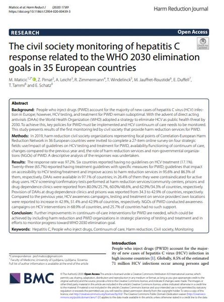 The civil society monitoring of hepatitis C response related to the WHO 2030 elimination goals in 35 European countries
