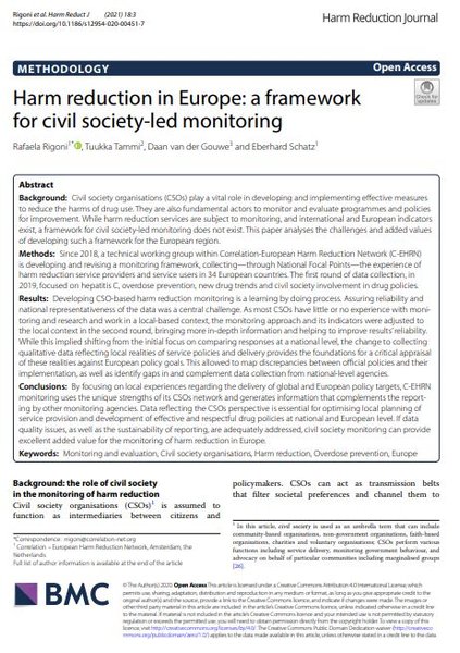 Harm reduction in Europe: a framework for civil society-led monitoring